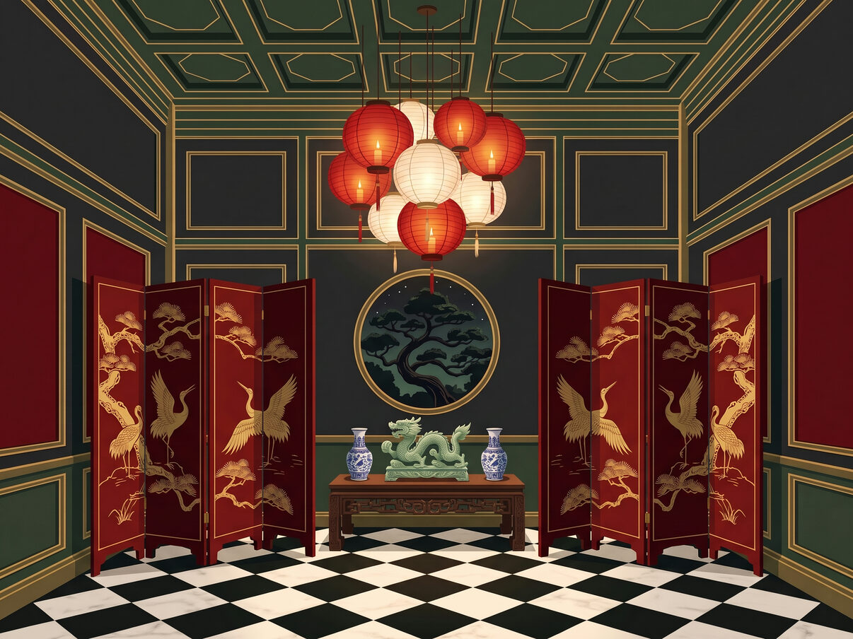 Painted art for The Lacquer Pavilion