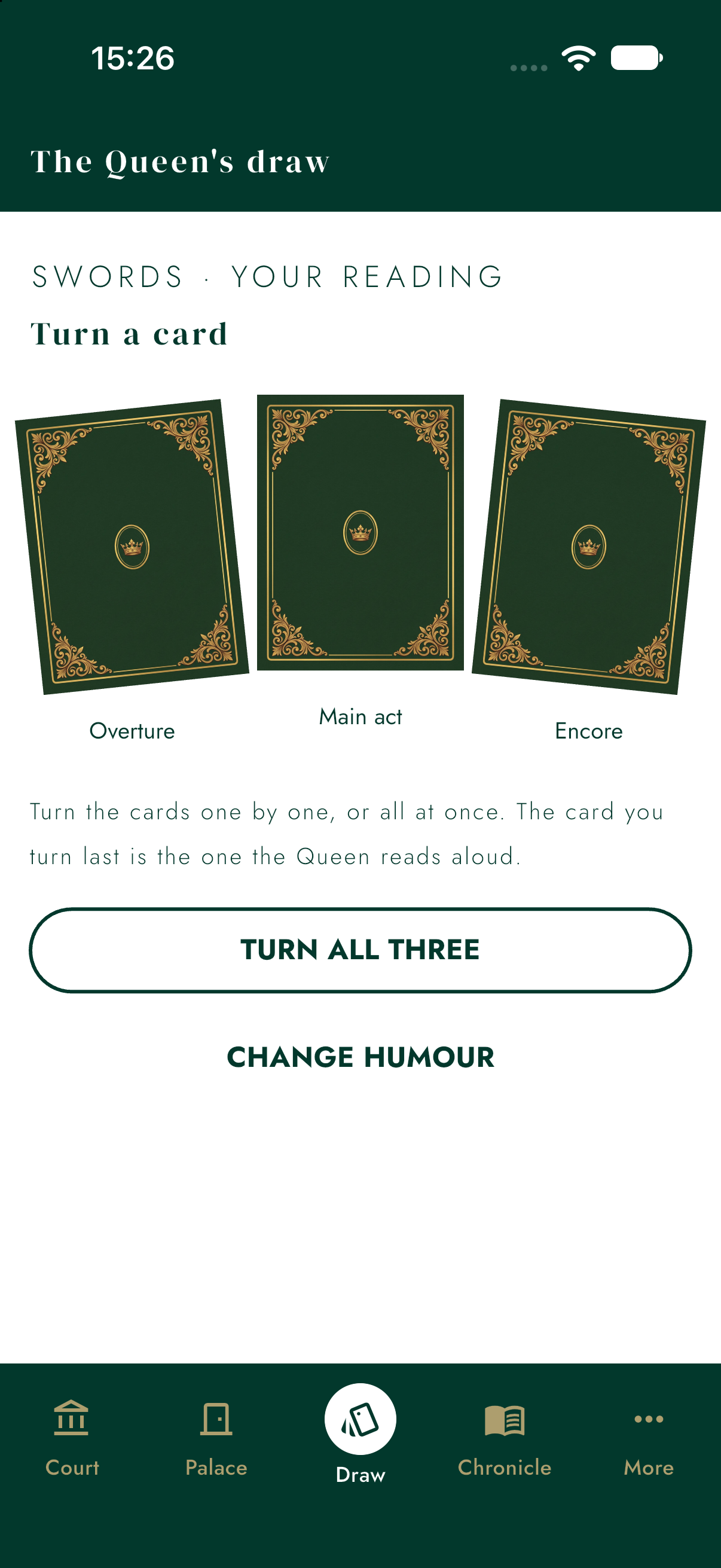 The Queen's Draw with three face-down cards